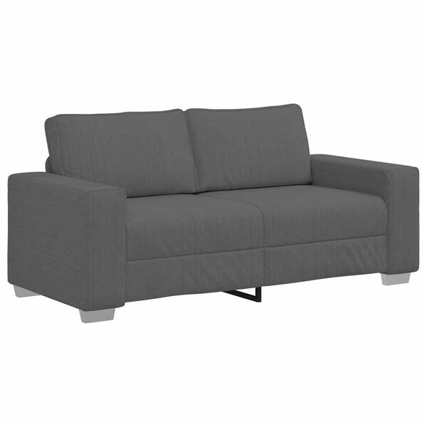 vidaXL Loveseat Sofa Dark Grey 180x77x82 cm Corduroy Fabric