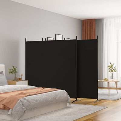 vidaXL 4-Panel Room Divider Black 698x180 cm Fabric