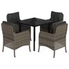 vidaXL 5 Piece Garden Dining Set with Cushions Grey Poly Rattan