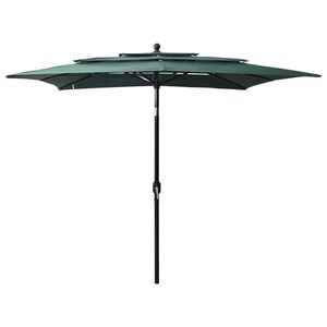 vidaXL 3-Tier Garden Parasol with Aluminium Pole Green 2.5x2.5 m