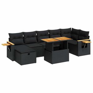 vidaXL 5 Piece Garden Sofa Set with Cushions Black Poly Rattan