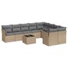 vidaXL 10 Piece Garden Sofa Set with Cushions Beige Poly Rattan