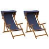 vidaXL Deck Chair 2 pcs 3 Position Solid Eucalyptus Wood Blue