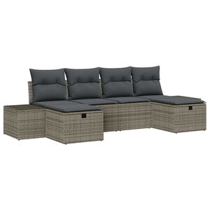 vidaXL Garden Sofa Set with Cushion 6 pcs Grey Poly Rattan
