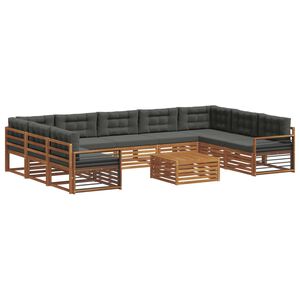 vidaXL Outdoor Sofa Set with Cushion 10 pcs Natural and Anthracite
