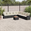 vidaXL 10 Piece Garden Sofa Set with Cushions Black Poly Rattan