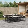 vidaXL 11 Piece Garden Dining Set with Cushions Black Poly Rattan