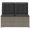 vidaXL Reclining Garden Bench with Cushions Grey Poly Rattan