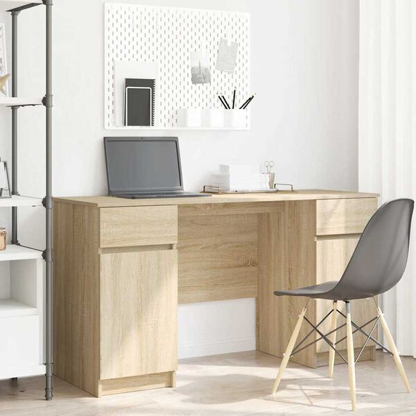 vidaXL Desk with Drawer Sonoma oak 140 x 49 x 76 cm Engineered wood
