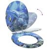 vidaXL WC Toilet Seats 2 pcs with Soft Close Lids MDF Dolphins Design