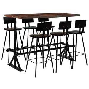 vidaXL Bar Set 7 Piece Solid Reclaimed Wood Multicolour