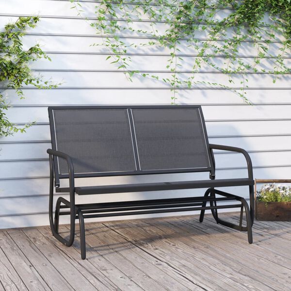 vidaXL Garden Glider Bench Black 120.5x76x86.5 cm Textilene&Steel