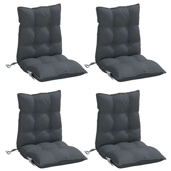 vidaXL Lowback Chair Cushions 4 pcs Anthracite Oxford Fabric