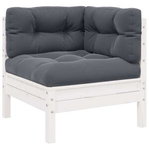 vidaXL Garden Corner Sofa with Cushions White Solid Pinewood