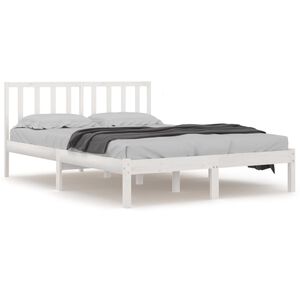 vidaXL Bed Frame | White | Solid pine wood | Super King | Bed Frame