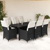 vidaXL 9 Piece Garden Dining Set with Cushions Black Poly Rattan