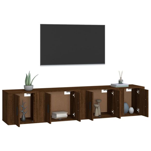 vidaXL 4 Piece TV Cabinet Set Brown Oak Engineered Wood
