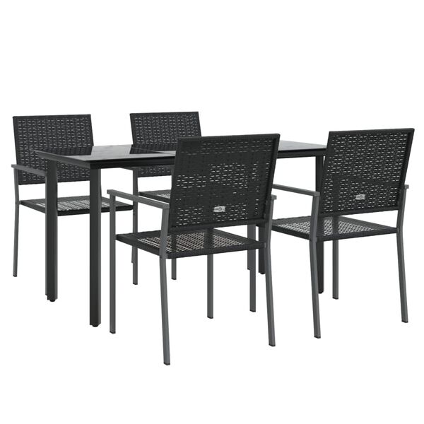 vidaXL 5 Piece Garden Dining Set Poly Rattan and Steel
