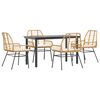 vidaXL 5 Piece Garden Dining Set with Cushions Brown Poly Rattan Glass