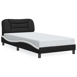 vidaXL Bed Frame without Mattress "Hvar" Black and White 107x203 cm King Single Faux Leather
