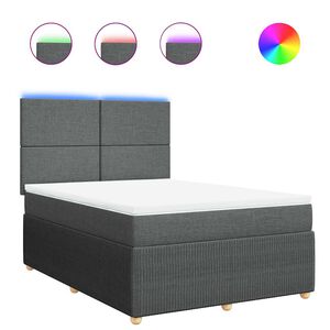 vidaXL Box Spring Bed with Mattress Dark Grey Double Fabric