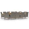 vidaXL 13 Piece Garden Dining Set with Cushions Grey