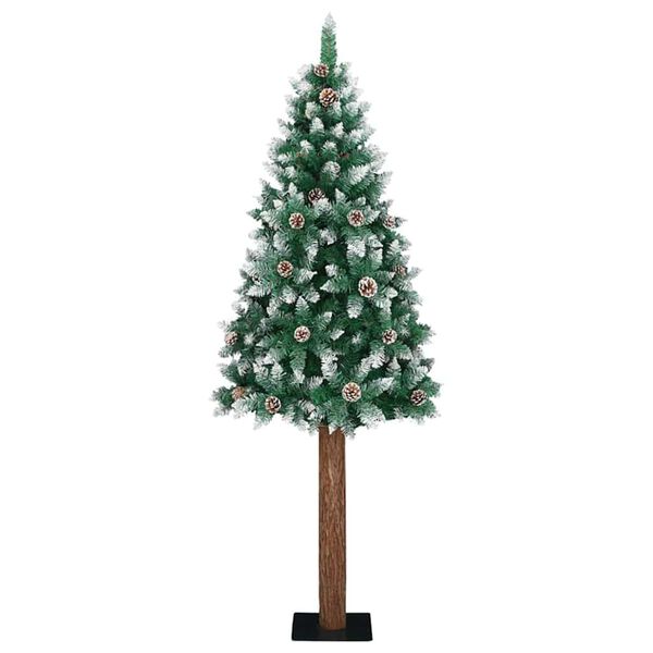 vidaXL Slim Christmas Tree Green 210 cm PVC and Solid Pine wood