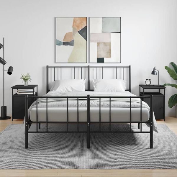 vidaXL Bedside Cabinets 2 pcs Black 40x42x60 cm Engineered Wood
