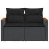 vidaXL Garden Sofa with Cushions 2-Seater Black Poly Rattan