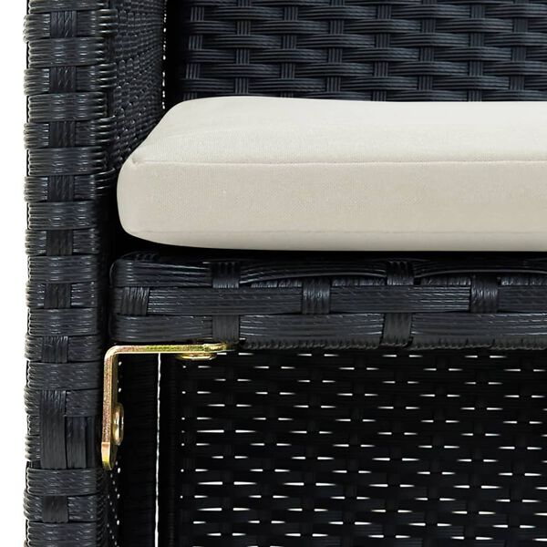 vidaXL 2 Seater Garden Sofa with Cushions Black Poly Rattan