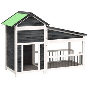 vidaXL Dog Kennel Grey 143x60,5x109 cm Solid Wood Pine