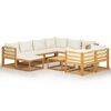 vidaXL 10 Piece Garden Lounge Set with Cushion Cream Solid Acacia Wood