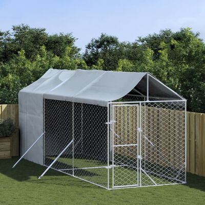 vidaXL Outdoor Dog Kennel with Roof Silver 2x6x2.5 m Galvanised Steel
