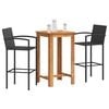 vidaXL 3 Piece Garden Bar Set Black Solid Wood Acacia and Poly Rattan
