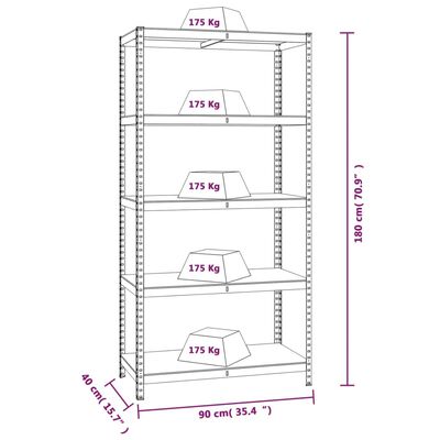 vidaXL 5-Layer Storage Shelf Anthracite Steel&Engineered Wood