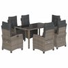 vidaXL 7 Piece Garden Dining Set with Cushions Grey Poly Rattan