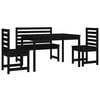 vidaXL 4 Piece Garden Dining Set Black Solid Wood Pine