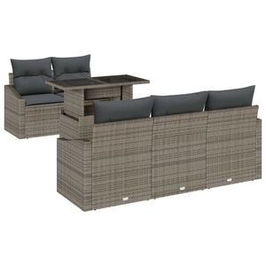 vidaXL Garden Sofa Set with Cushion 6 pcs Grey Poly Rattan