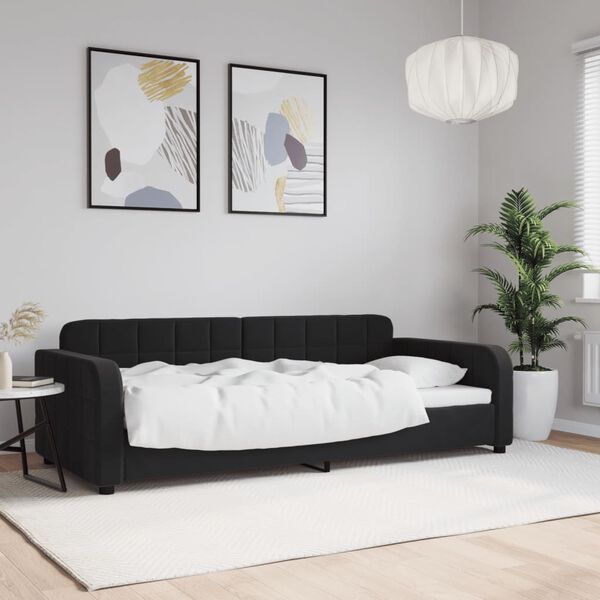 vidaXL Day Bed without Mattress Black 90x190 cm Velvet