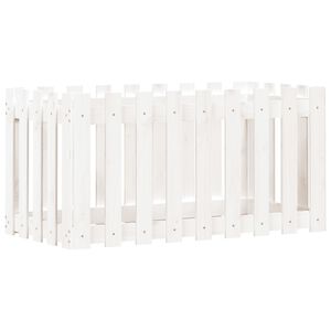 vidaXL Garden Raised Bed with Fence Design White 100x50x50 cm Solid Wood Pine