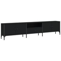 vidaXL TV Cabinet with Drawer Black 200x25x44 cm Engineered Wood
