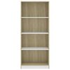 vidaXL 4-Tier Book Cabinet White and Sonoma Oak 60x24x142 cm Engineered Wood