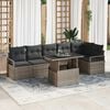 vidaXL Garden Sofa Set with Storage 7 pcs Grey Poly rattan