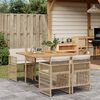 vidaXL 5 Piece Garden Dining Set with Cushions Beige Poly Rattan