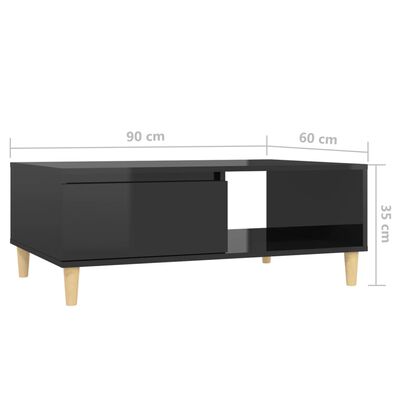 vidaXL Coffee Table High Gloss Black 90x60x35 cm Engineered Wood