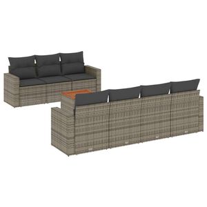 vidaXL 8 Piece Garden Sofa Set with Cushions Grey Poly Rattan