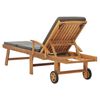 vidaXL Sun Lounger with Cushion Solid Teak Wood Dark Grey