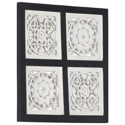 vidaXL Hand-Carved Wall Panel MDF 40x40x1.5 cm Black and White
