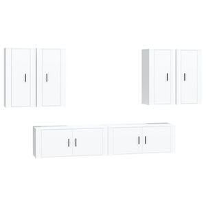 vidaXL 6 Piece TV Cabinet Set White Engineered Wood