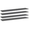 vidaXL Bookshelf Boards 4 pcs High Gloss Grey 100x20x1,5 cm Engineered Wood